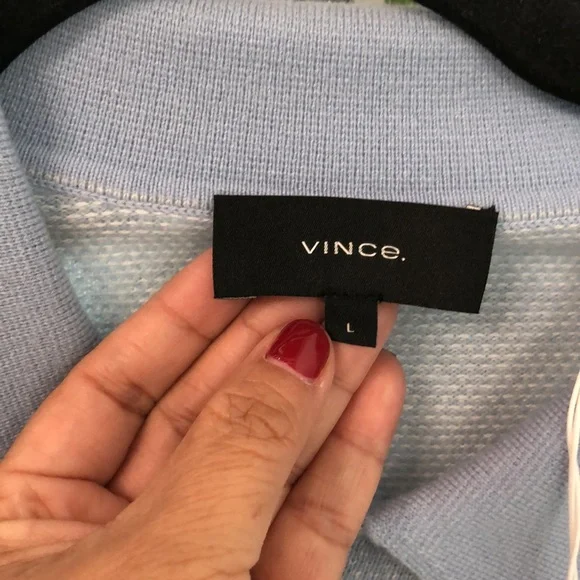 Vince Blue Knit Polo Shirt Short Sleeve large